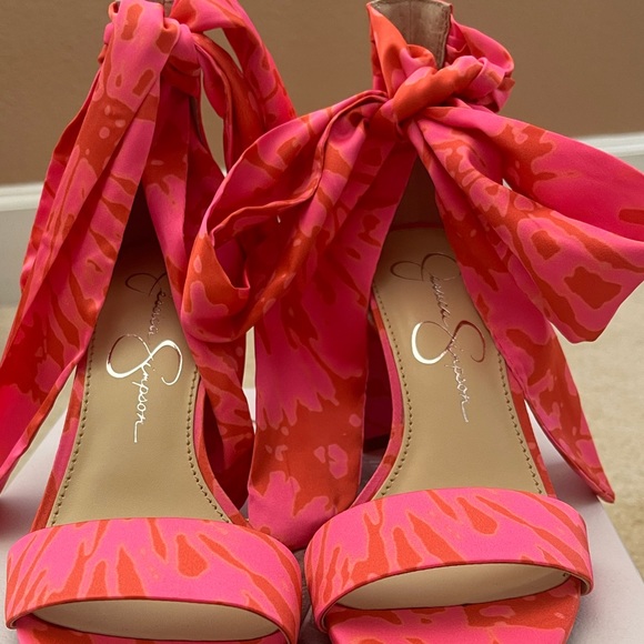 NWT Jessica Simpson pink satin sandals - Picture 6 of 7